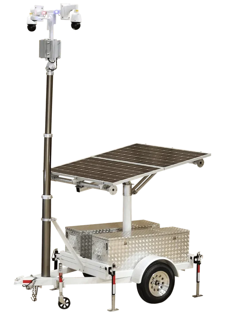solar and wind powered surveillance trailer