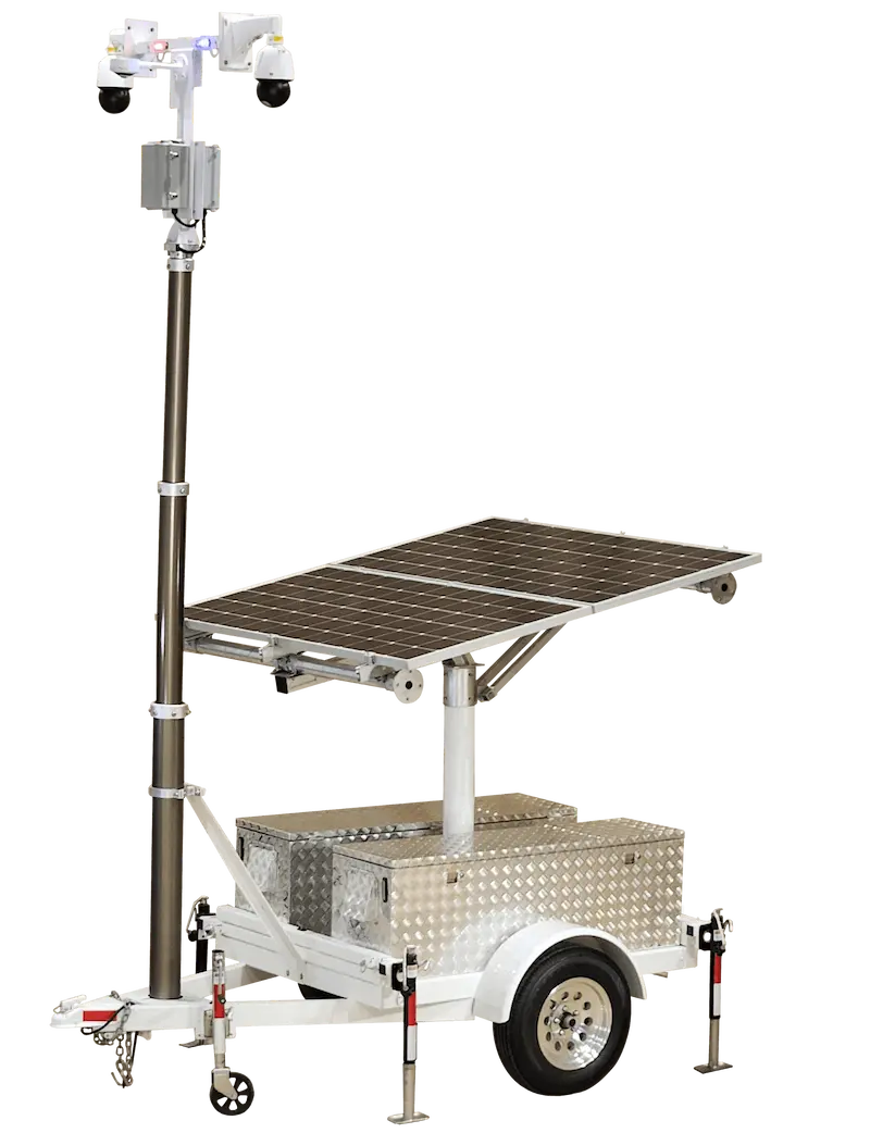 solar and wind powered surveillance trailer