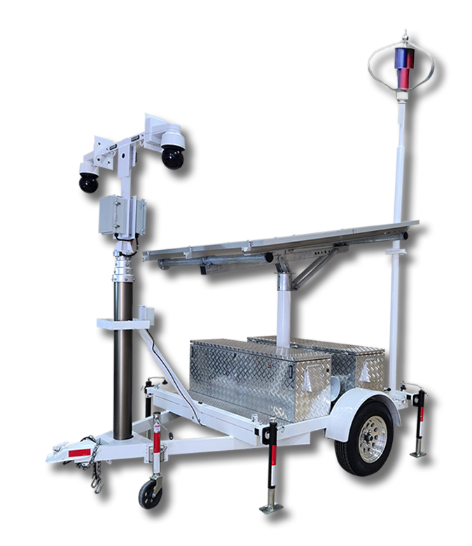 Commander Scout mobile surveillance trailer with solar and wind power