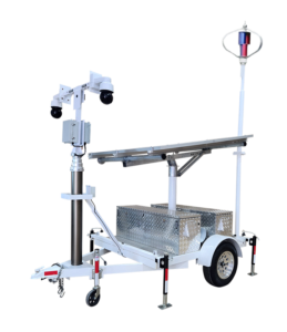 Commander Scout mobile surveillance trailer with solar and wind power