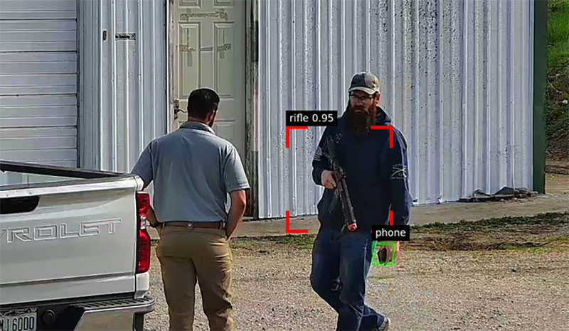 visual gun detection technology spots male carrying rifle
